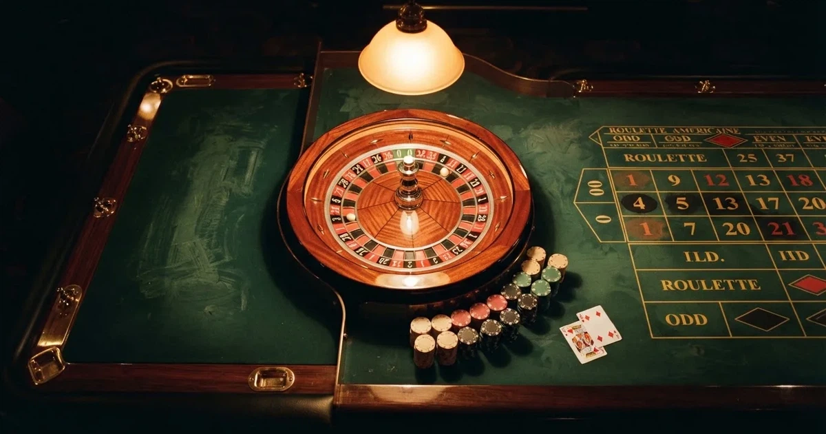 Mesa de jogo iluminada com cartas, vista de cima — roleta online grátis pt